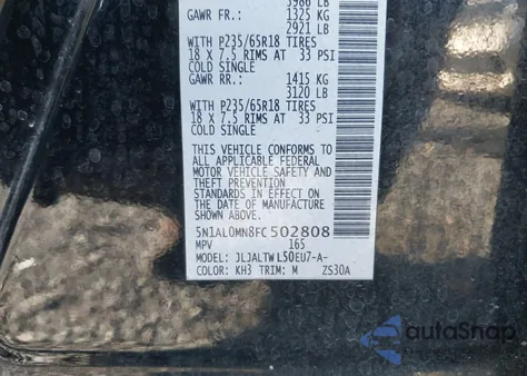 2015 Infiniti Qx60 из США, поврежденный, VIN 5N1AL0MN8FC502808